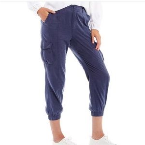 Cloth‎ & Stone Pants Womens Medium Navy Blue Cargo Joggers Tencel Elastic Back